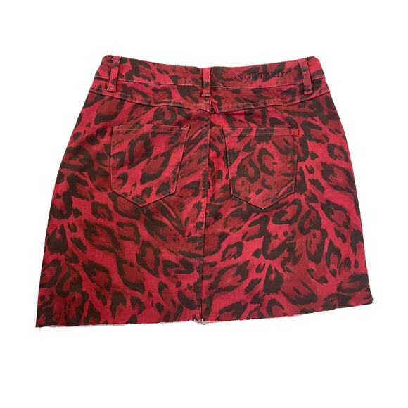 NGHTBRD European Brand Womens 26 Red Black Leopard Assymetrical Mini Skirt #499 - Picture 10 of 11